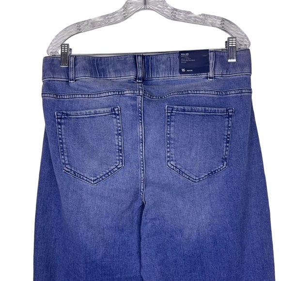 J.Jill High-Rise Creased-Front Full-Leg Jeans Size 16P Wide Leg Denim Marin Wash - Picture 9 of 14